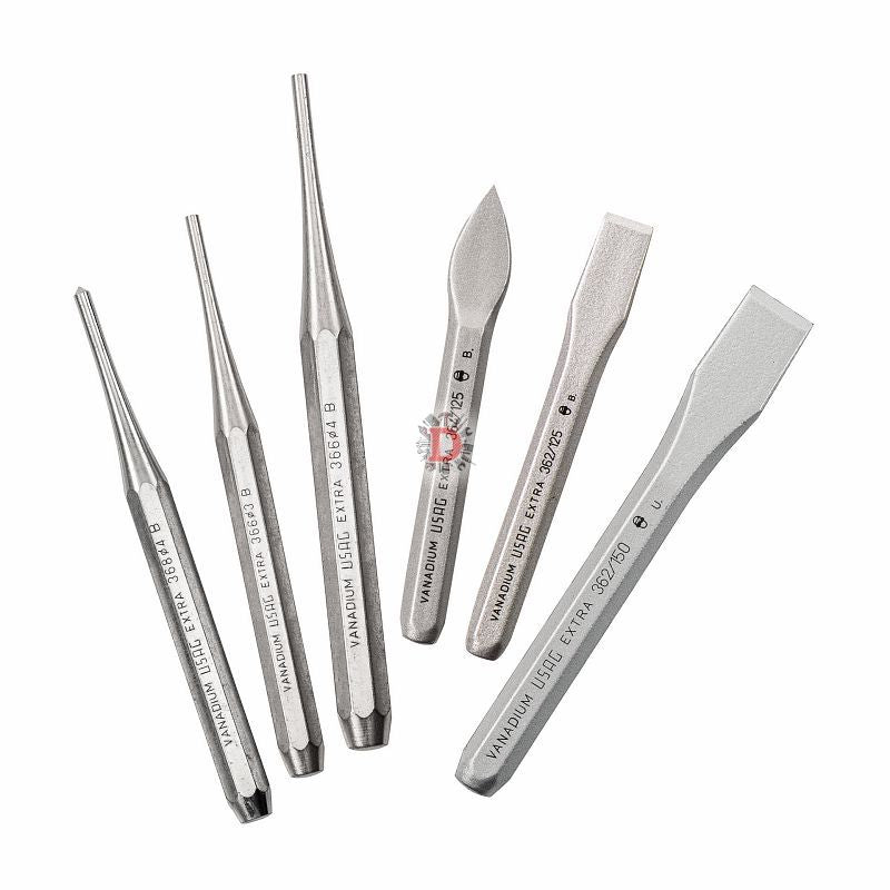 USAG 372 SE6 ASSORTIMENTO 6 PEZZI SCALPELLI, UGNETTO,PUNZONI E BULINO