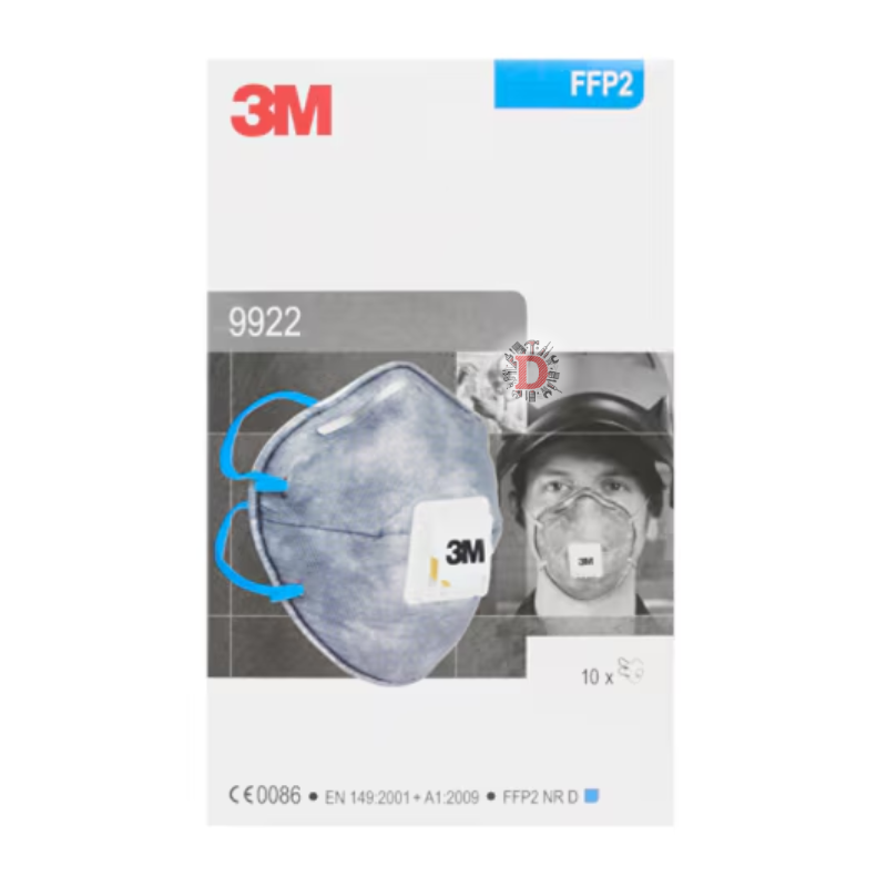 3M 9922 MASCHERA PROFESSIONALE FFP2 CON CARBONI ATTIVI PER POLVERI DI VERNICIATURA E FUMI DI SALDATURA